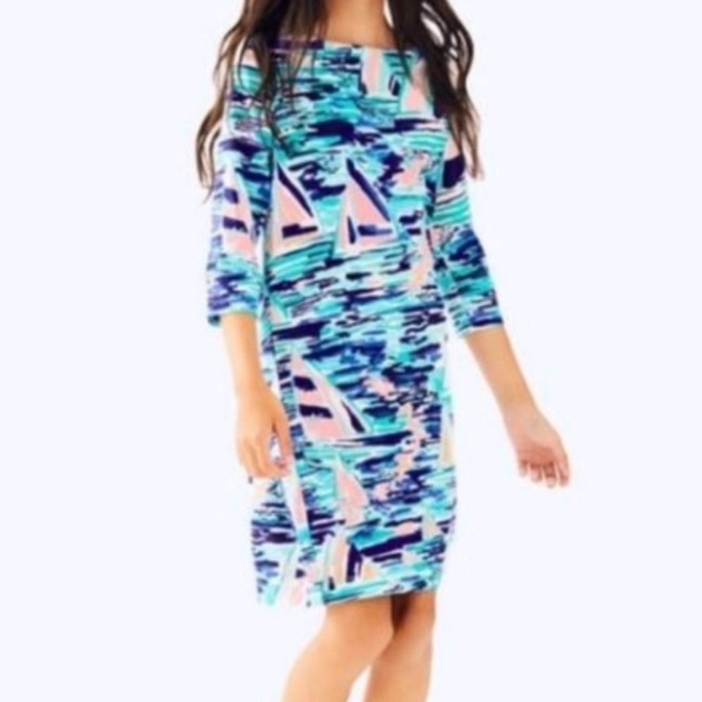 Lilly Pulitzer Mini Sophie 3/4 Sleeve Dress Pier Pressure FLAW. Girls Size XL